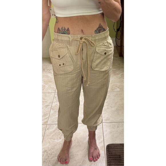 Blue velvet Berlin NWT Small Cargo jogger Beige Khaki 100% Cotton - Picture 2 of 14